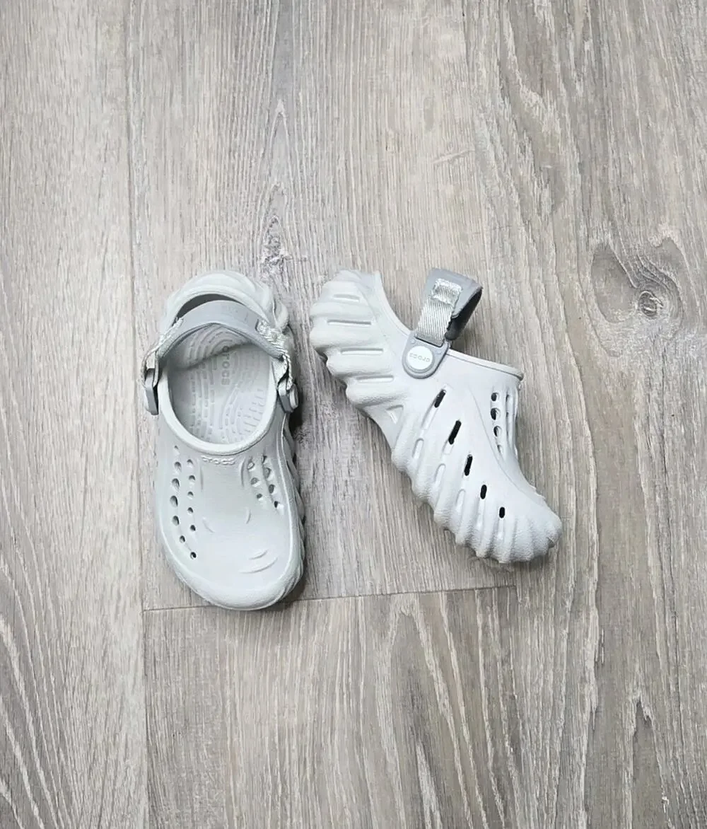 Crocs Echo Clog Atmosphere Light Gray Kids 9c Lightweight Comfort Slide
